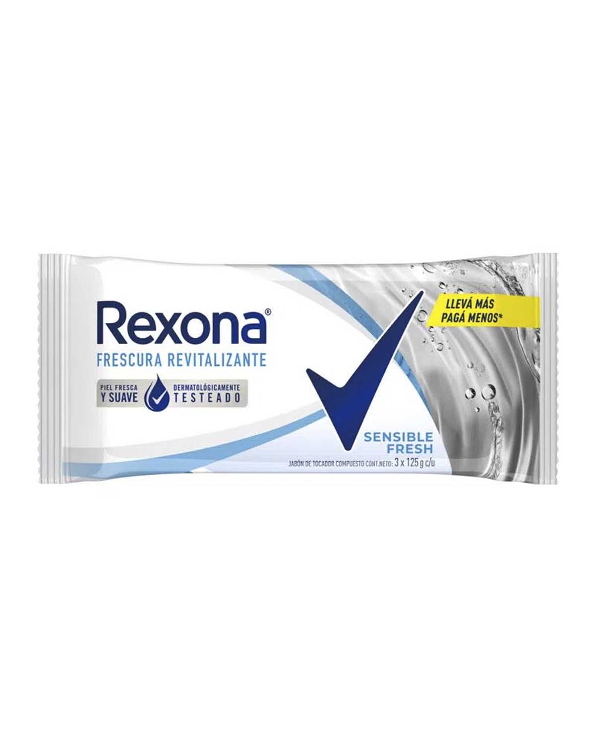 Jabon de Tocador Rexona Sensible Fresh 3 x 125 Gr